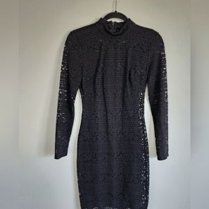 Bebe black lace mini above knee lace dress